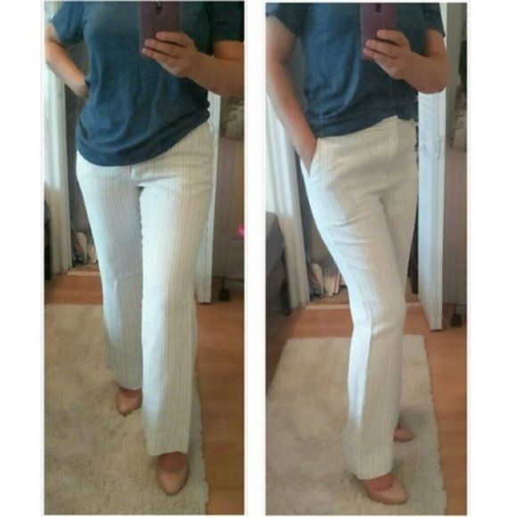Gap White Pinstripe Linen Trouser pants - Picture 1 of 14